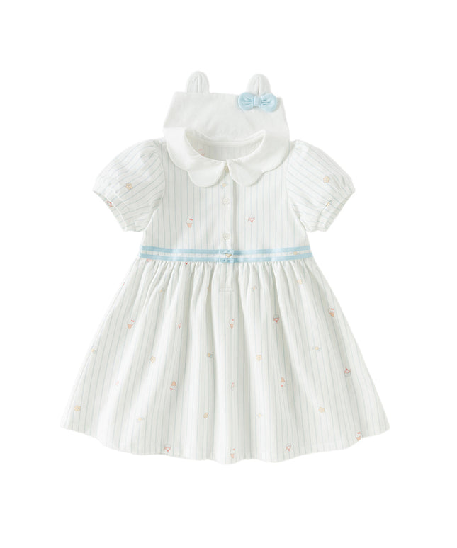 Toddler Girls Summer Stylish Striped Navy Collar A-line Comfortable Dress