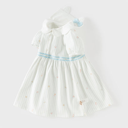 Toddler Girls Summer Stylish Striped Navy Collar A-line Comfortable Dress