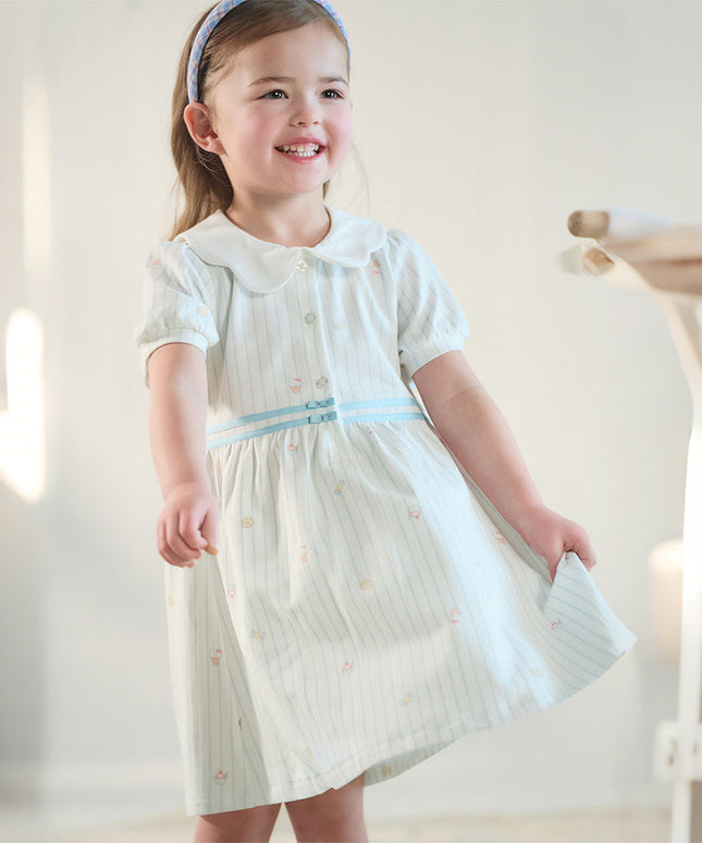 Toddler Girls Summer Stylish Striped Navy Collar A-line Comfortable Dress
