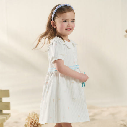 Toddler Girls Summer Stylish Striped Navy Collar A-line Comfortable Dress
