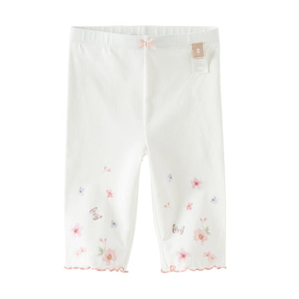 Toddler Girls Summer Adorable Print Pink/White Soft Slim Stretchable Leggings