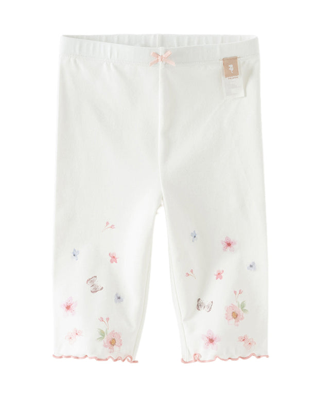 Toddler Girls Summer Adorable Print Pink/White Soft Slim Stretchable Leggings