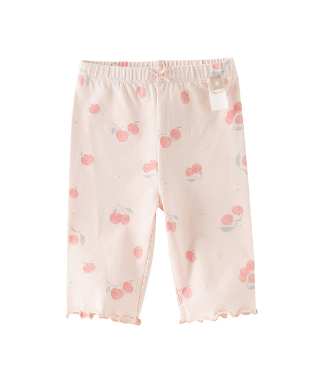 Toddler Girls Summer Adorable Print Pink/White Soft Slim Stretchable Leggings