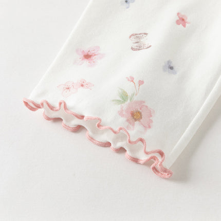 Toddler Girls Summer Adorable Print Pink/White Soft Slim Stretchable Leggings