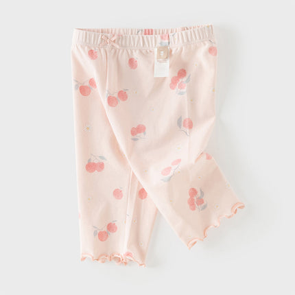 Toddler Girls Summer Adorable Print Pink/White Soft Slim Stretchable Leggings