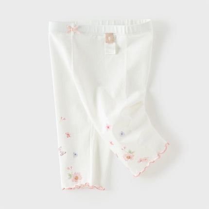 Toddler Girls Summer Adorable Print Pink/White Soft Slim Stretchable Leggings