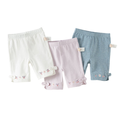 Toddler Girls Summer Multi-color Cute Embroidery Comfortable Straight-leg Pants