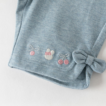 Toddler Girls Summer Multi-color Cute Embroidery Comfortable Straight-leg Pants