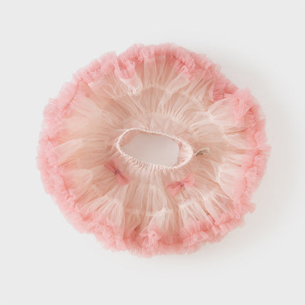 Toddler Girls Summer Cute Pink/Beige High Waist Flared Mini Tutu Mesh Skirts