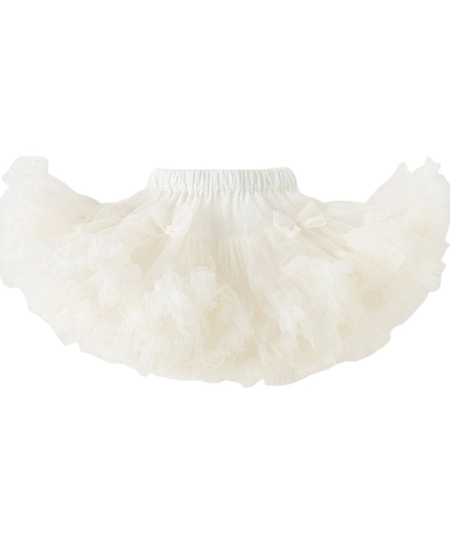 Toddler Girls Summer Cute Pink/Beige High Waist Flared Mini Tutu Mesh Skirts
