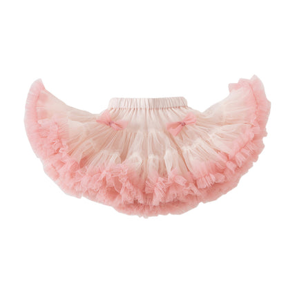 Toddler Girls Summer Cute Pink/Beige High Waist Flared Mini Tutu Mesh Skirts