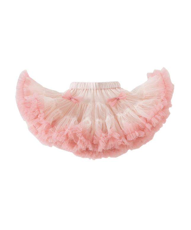 Toddler Girls Summer Cute Pink/Beige High Waist Flared Mini Tutu Mesh Skirts