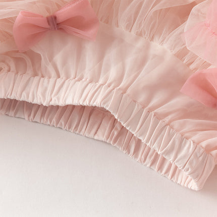 Toddler Girls Summer Cute Pink/Beige High Waist Flared Mini Tutu Mesh Skirts