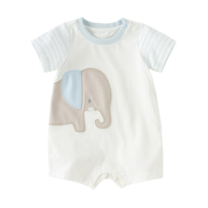 Baby Girls/Boys Summer Pink/Blue Cute Animal Print Breathable Cotton Rompers