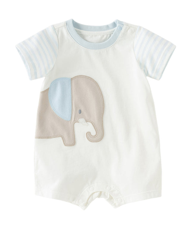 Baby Girls/Boys Summer Pink/Blue Cute Animal Print Breathable Cotton Rompers