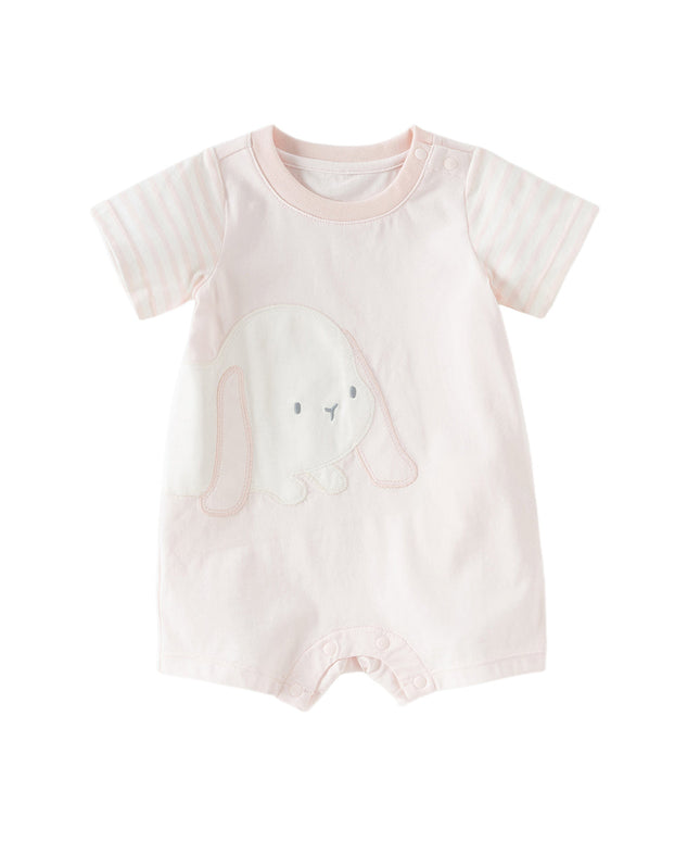 Baby Girls/Boys Summer Pink/Blue Cute Animal Print Breathable Cotton Rompers