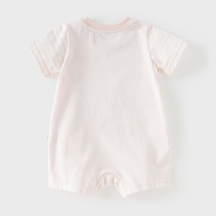 Baby Girls/Boys Summer Pink/Blue Cute Animal Print Breathable Cotton Rompers