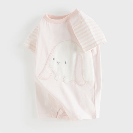 Baby Girls/Boys Summer Pink/Blue Cute Animal Print Breathable Cotton Rompers