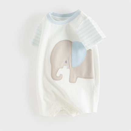 Baby Girls/Boys Summer Pink/Blue Cute Animal Print Breathable Cotton Rompers