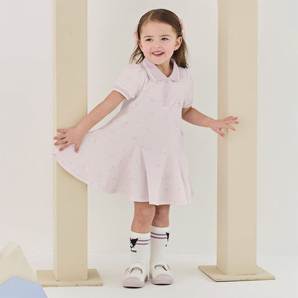 Toddler Girls Summer Charming College-style Polo Collar A-line Dress