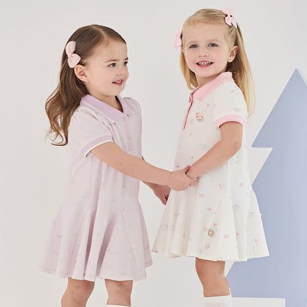 Toddler Girls Summer Charming College-style Polo Collar A-line Dress