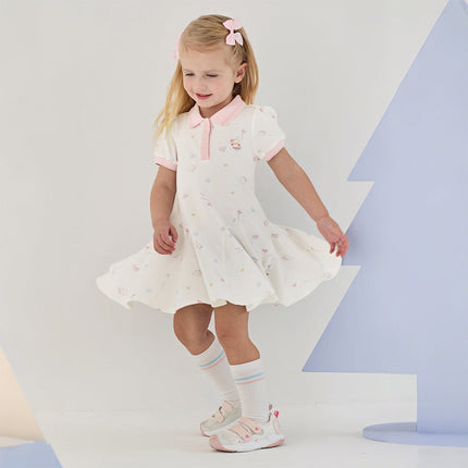 Toddler Girls Summer Charming College-style Polo Collar A-line Dress