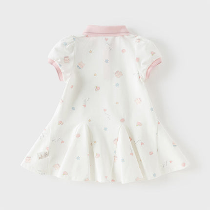 Toddler Girls Summer Charming College-style Polo Collar A-line Dress