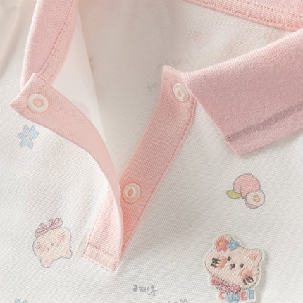 Toddler Girls Summer Charming College-style Polo Collar A-line Dress