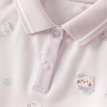 Toddler Girls Summer Charming College-style Polo Collar A-line Dress