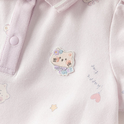 Toddler Girls Summer Charming College-style Polo Collar A-line Dress