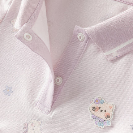 Toddler Girls Summer Charming College-style Polo Collar A-line Dress