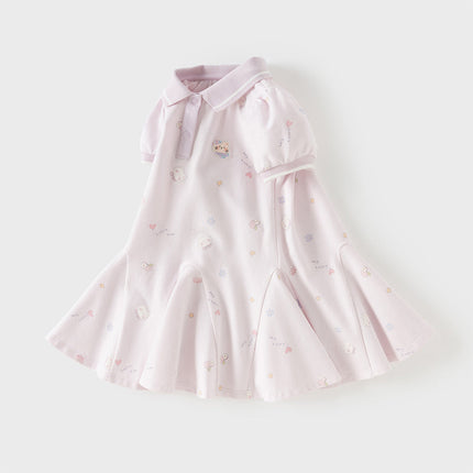 Toddler Girls Summer Charming College-style Polo Collar A-line Dress
