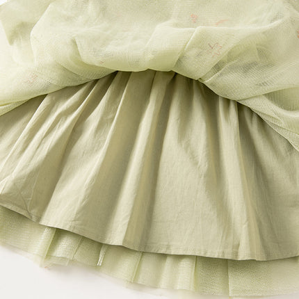 Toddler Girls Sweet Chinese-style Green Mesh Birthday Dress