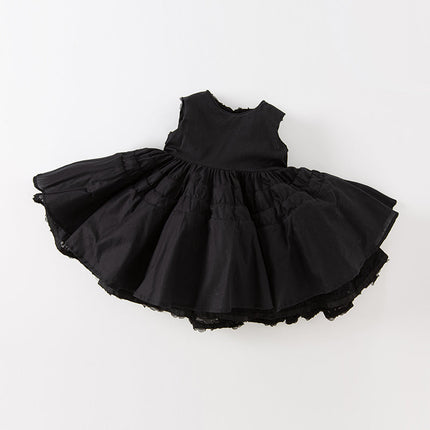 Toddler Girls Summer Black Elegant Sleeveless Haute Couture Princess Dress