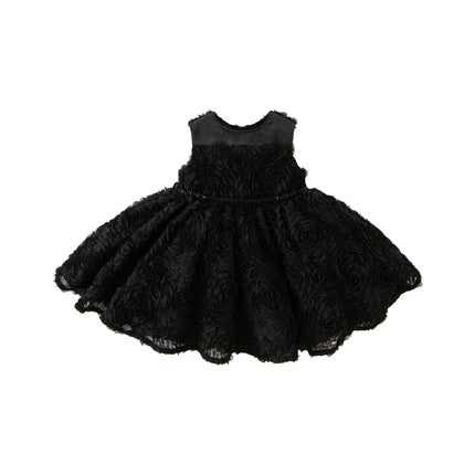 Toddler Girls Summer Black Elegant Sleeveless Haute Couture Princess Dress