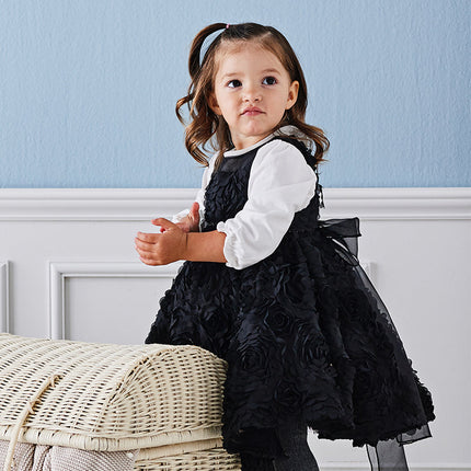 Toddler Girls Summer Black Elegant Sleeveless Haute Couture Princess Dress