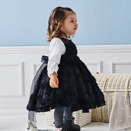 Toddler Girls Summer Black Elegant Sleeveless Haute Couture Princess Dress
