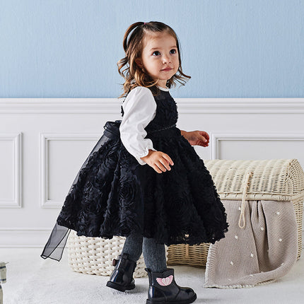 Toddler Girls Summer Black Elegant Sleeveless Haute Couture Princess Dress
