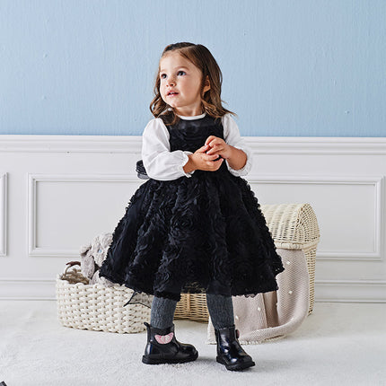 Toddler Girls Summer Black Elegant Sleeveless Haute Couture Princess Dress