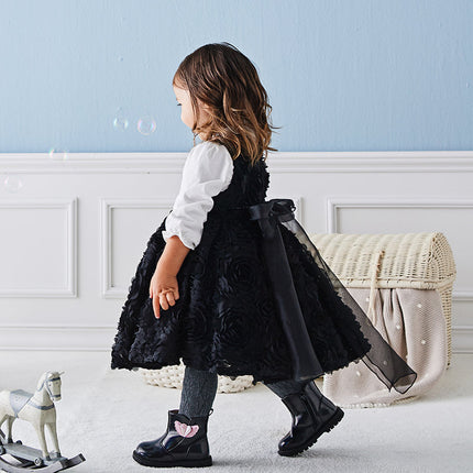 Toddler Girls Summer Black Elegant Sleeveless Haute Couture Princess Dress