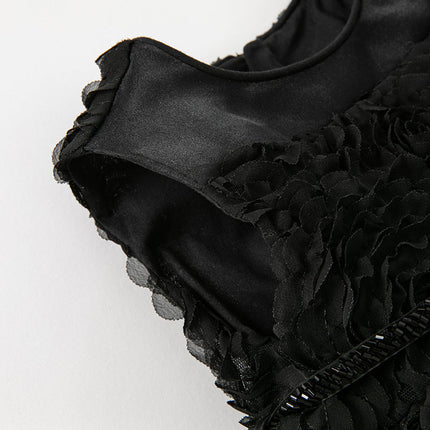 Toddler Girls Summer Black Elegant Sleeveless Haute Couture Princess Dress