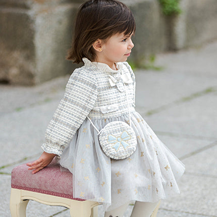Toddler Girls Light Blue Versatile Mesh Princess Dress(wallet bag）
