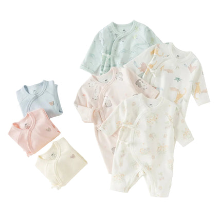 Newborn/Baby Girls/Boys Playful Multi-print Indoor Breathable Cotton Rompers