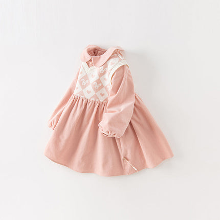 Toddler Girls Cute Grey Pink Versatile A-line Dress