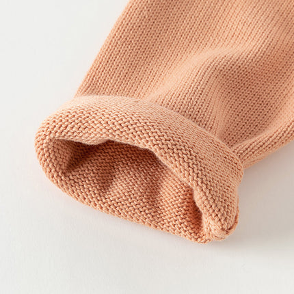 Toddler Girls Charming Orange Pink Knit Sweater Mesh A-line Dress