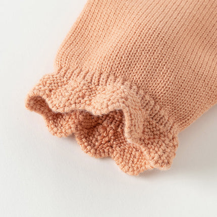 Toddler Girls Charming Orange Pink Knit Sweater Mesh A-line Dress