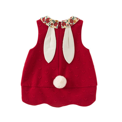 Toddler Girls Adorable Festival Red Sleeveless Princess Tank Dress