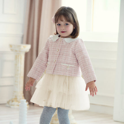 Toddler Girls Elegance Light Pink Coat A-line Mesh Dress Set