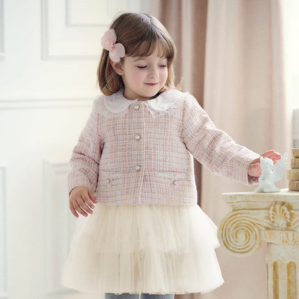 Toddler Girls Elegance Light Pink Coat A-line Mesh Dress Set