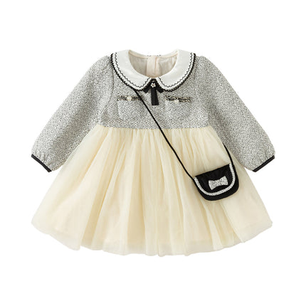 Toddler Girls Grey Adorable Mesh Princess Dress(wallet bag)